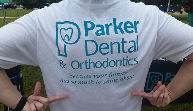 team member in parker dental shirt