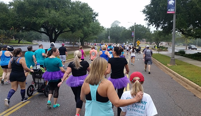 team members running