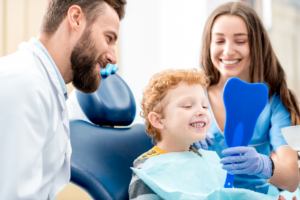 Young boy at dentist