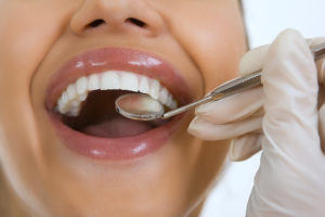 woman at dental cleaning